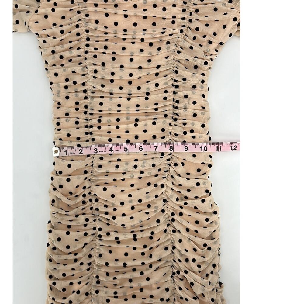 Re:named Bodycon Ruched Polka Dot Mini NYE Holiday Dress Nude Black Size Small - Picture 8 of 9